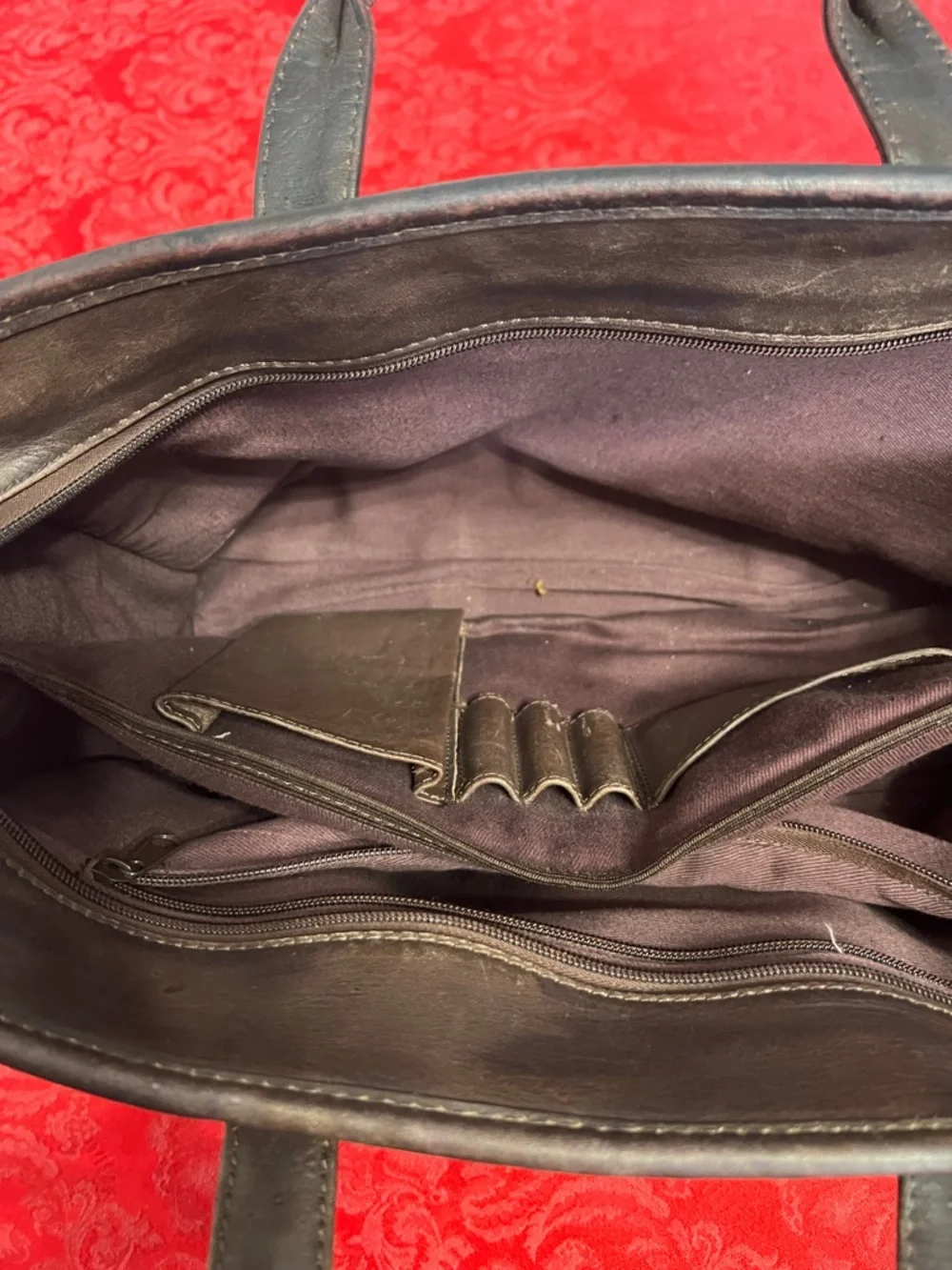 Brown Leather Briefcase Laptop Bag Mens Business Carry Top Handle